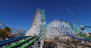 Six Flags Magic Mountain officials expect construction on Twisted Colossus to finish soon, they said Friday, during a walking tour of the park.