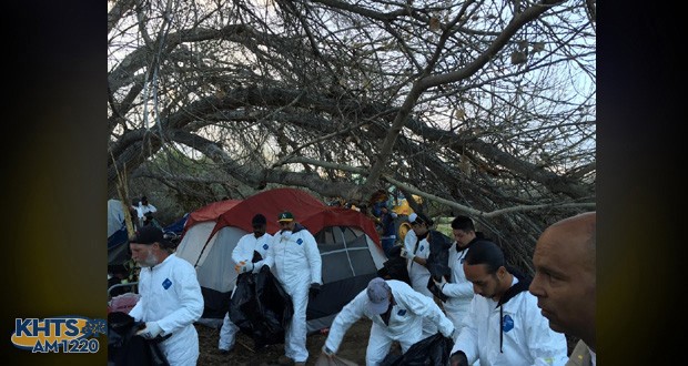 A photo from a previous operation involving Sheriff's Station officials and homeless encampments in the city