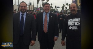 From left, Assemblyman Adrin Nazarian, D-Sherman Oaks, Scott Wilk, R-Santa Clarita, and Katcho Achadjian, R-San Luis Obispo, marched together in Los Angeles to join in the chorus of voices calling on the nation to recognize the Armenian Genocide on its 100th anniversary Friday.