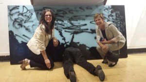 Sue Reynolds, career development coordinator for the Hart district, and Terri Crain, CEO of the SCV Chamber of Commerce, check out the scene at the Found Art contest at CalArts