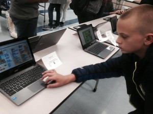 “You learn how to program,” said Nate Groves, 11, as his game “Pixel Arcade with Squarey the Square,” was demo’ed during the fair, “and what you can do with the site.” 