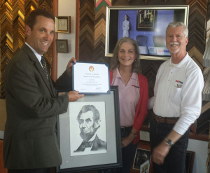 Congressman Steve Knight recently honored a Bowman High School senior’s winning artwork in the 2015 Congressional Art Competition along with the owners of FastFrame of Valencia and KHTS AM-1220 for their continued participation.