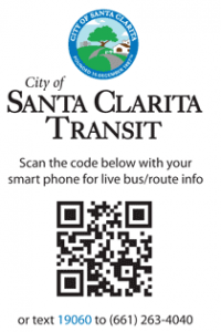 An example of a QR code at a Santa Clarita Transit bus stop. Photo courtesy of Santa Clarita Transit.