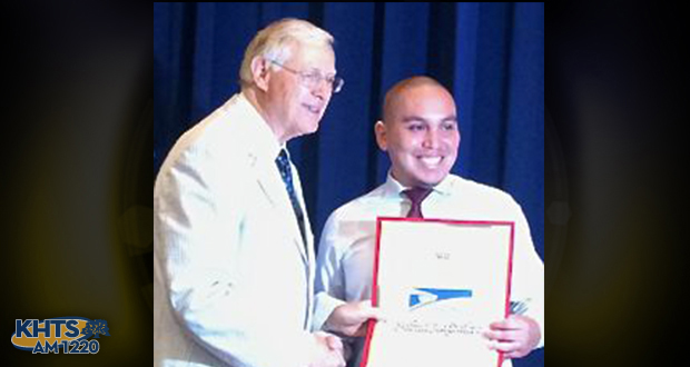 The Santa Clarita postmaster was honored by the Los Angeles County Board of Supervisors Tuesday for his ongoing effort to give back to foster children.