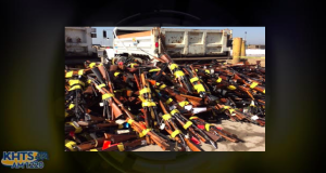 Los Angeles County Sheriff’s Department and other Southern California law enforcement agency officials melted about 3,400 firearms into highway construction materials Monday morning as part of the 22nd Annual Gun Melt.