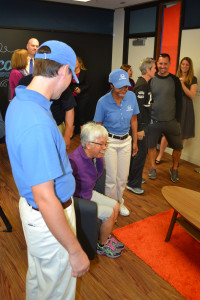 Teachers explore the new lounge. 