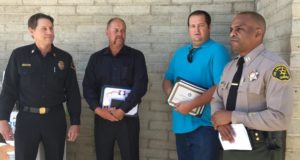 From left, Fire Chief Greg Hisel, Jeff Zimmerman, Bernie Deyo and Capt. Roosevelt Johnson