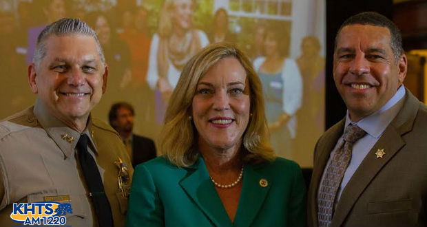 Supervisor Kathryn Barger with Sheriff's Department officials before her first State of the County address