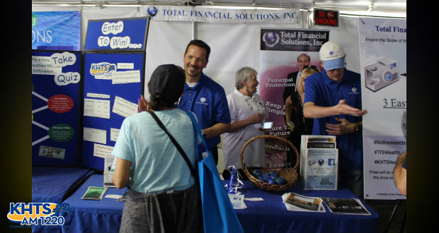 Jeff Girard from Total Financial Solutions interacts with a potential client at the 2017 KHTS Home and Garden Show. Photo by Ace Rojas