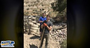 Six missionaries from the Church of Jesus Christ of Latter-day Saints worked Saturday to help a Sand Canyon couple recover, after flooding earlier this year washed large amounts of debris onto their property.