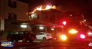 Firefighters responding to a structure fire on the 24900 block of Constitution Avenue in Stevenson Ranch.