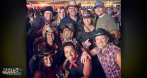 The above photo of Tom Stafford (top left) and a group of his friends, was taken just minutes before the Las Vegas shooting began, he said Wednesday. No one in his group was seriously hurt, he said.