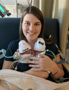 Katie Evans with Sarah and Hannah who were both born prematurely. Katie was returning from her daily trip to the UCLA ICU to visit her twin daughters when she was struck and killed by an oncoming vehicle. 