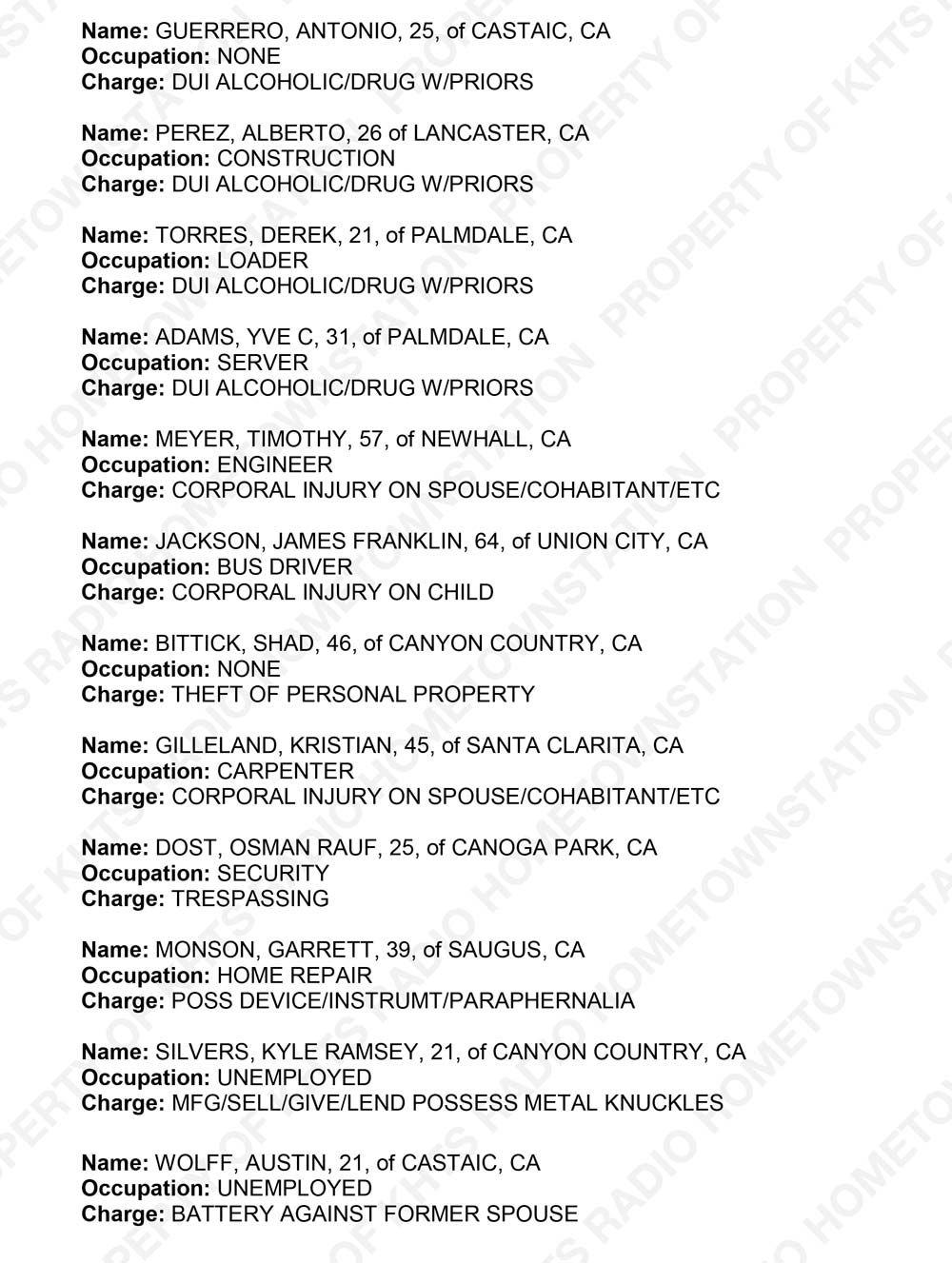 Santa Clarita Crime Report Sheriff_2017-10-22