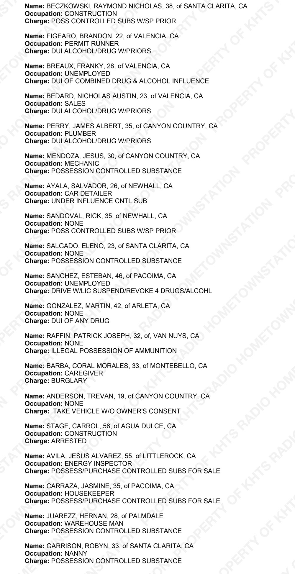 Santa Clarita Crime Report Sheriff_2017-11-21