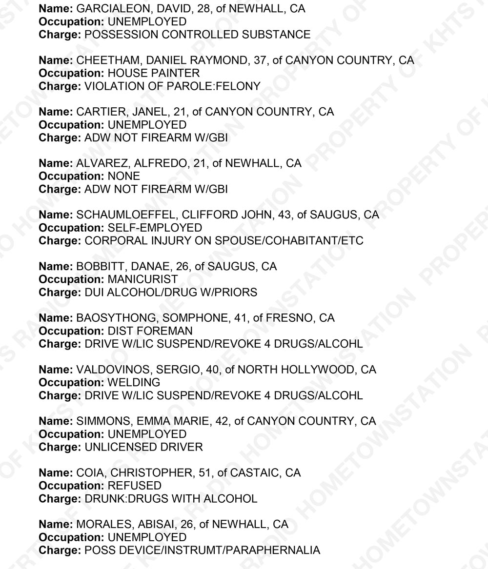 KHTS Santa Clarita Crime Report - Sheriff_2017-12-21