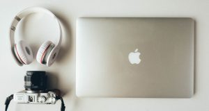 Laptop with headphones