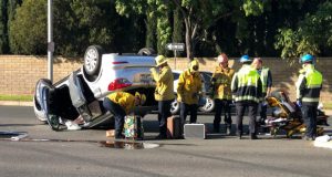 Newhall Crash Involving Overturned Vehicle Results In No Injuries