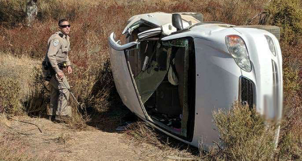 Vehicle Overturned In Sierra Highway Crash, One Person Transported