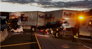 5 Freeway Crash Jacknifed Big Rig
