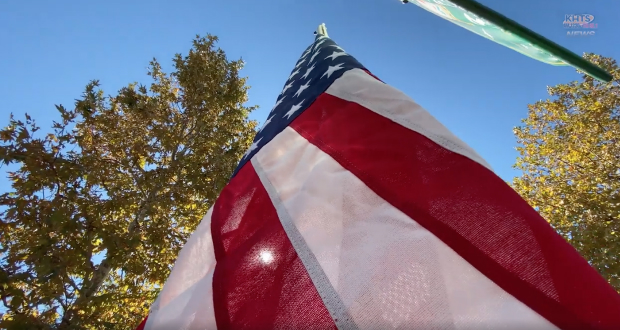 A close-up picture of a flag
