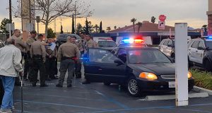 Deputies investigating the stopped vehicle in Canyon Country.