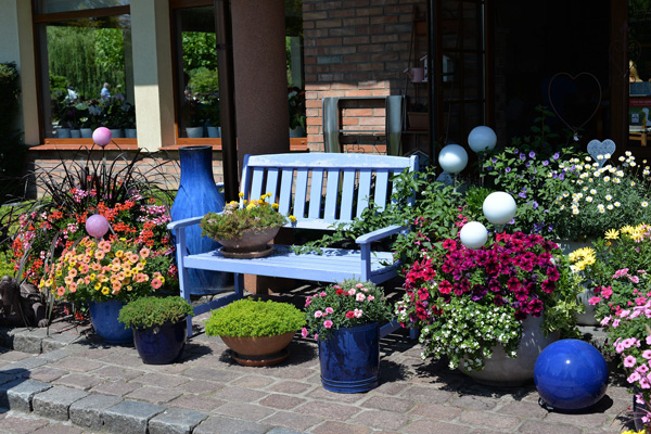 Outside Patio with Flowers
