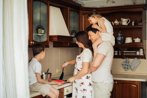 Family Cooking in kitchen