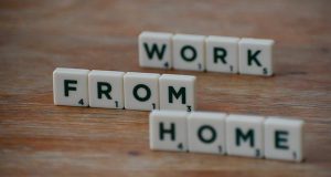 Scrabble tiles spelling out "Work From Home"