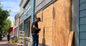 Boarded Windows Santa Clarita Protest