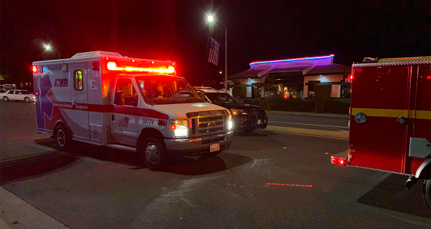 Paramedics on scene on Lyons Ave in front of Jimmy Deans.