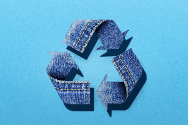 Recycle symbol in denim
