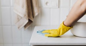 cleaning bathroom