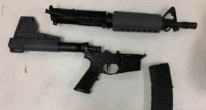 A dissassembled AR-15.