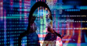Woman With Code over her face
