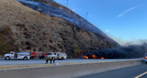 CHP 5 Freeway Grapevine Big Rig Fire 2
