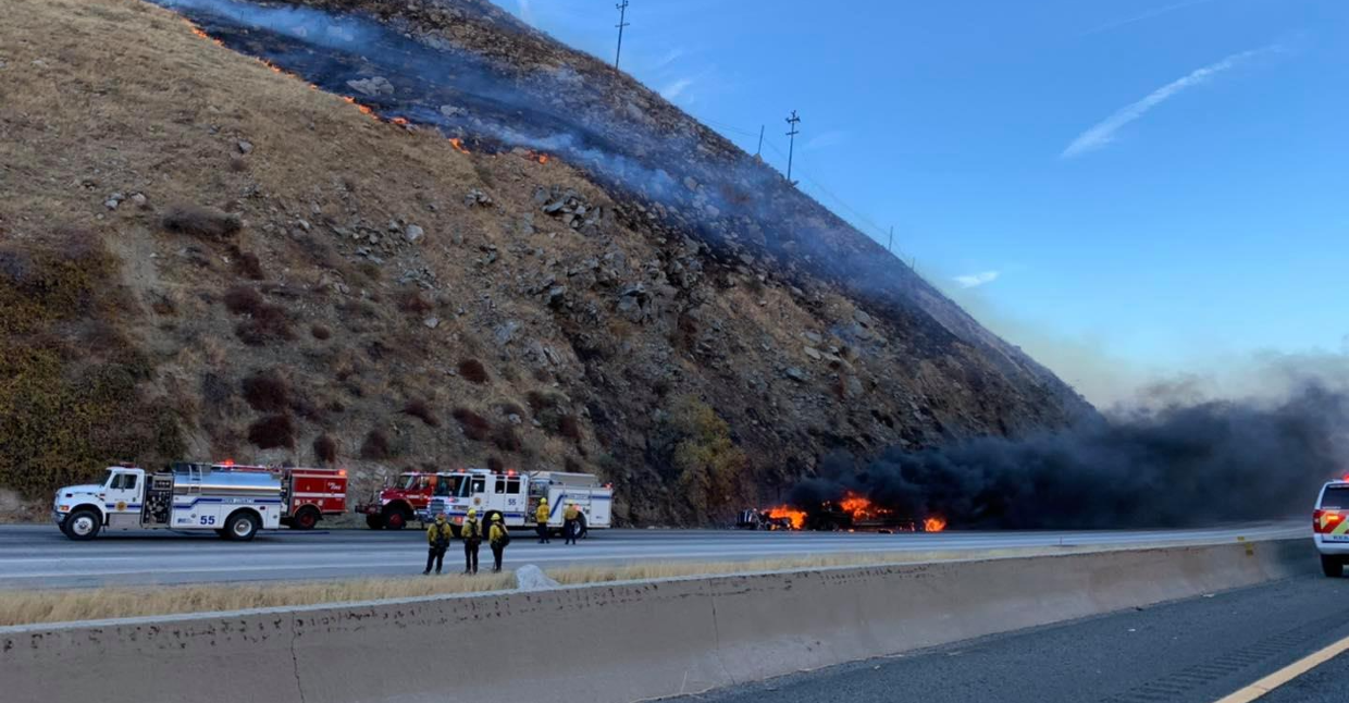All Lanes Of 5 Freeway Closed In Grapevine For Big Rig Fire