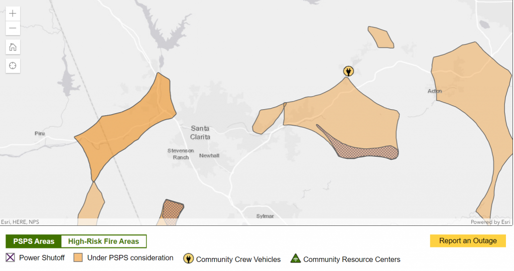 Santa Clarita PSPS Power Outage Map