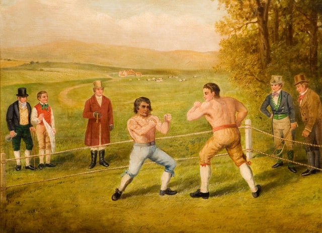 2 men boxing (illustration)