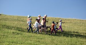 Kids hiking