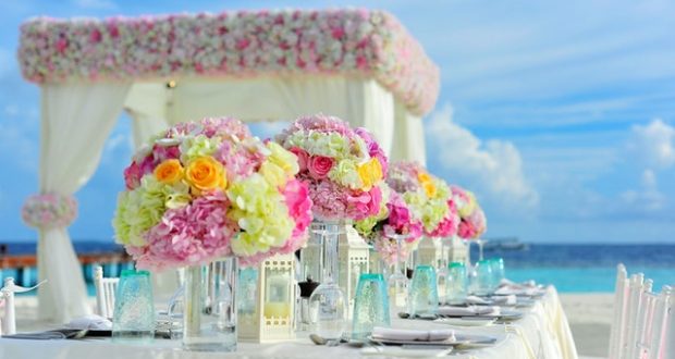 Beach wedding setup