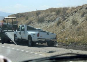 Close up of damaged truck