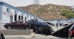 Flipped car