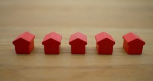 red houses on a table