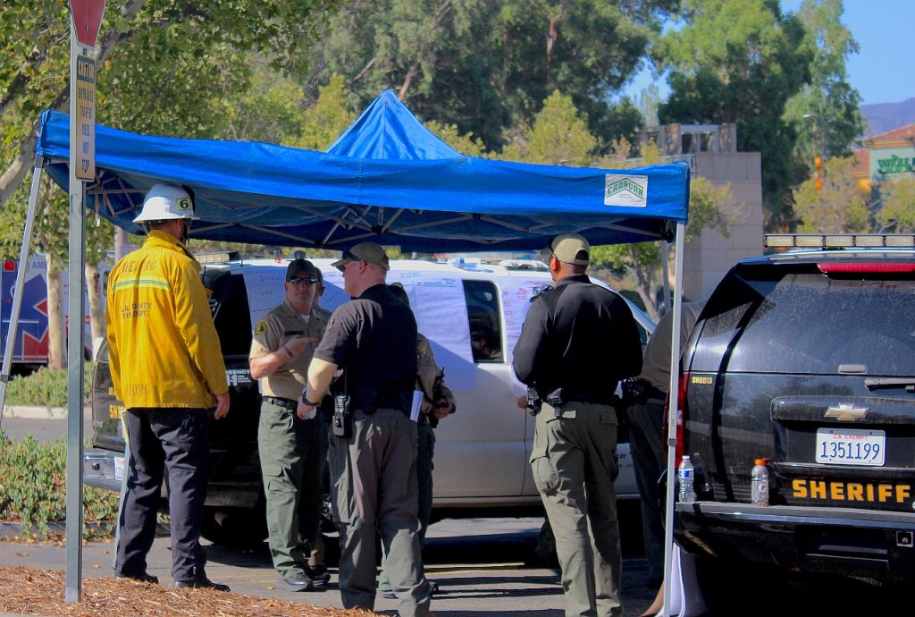 First responders look over plans