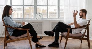 2 people talking