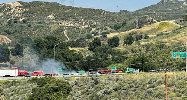 Brush Fire Breaks Out On 14 Freeway Near Newhall Avenue - Vimarsana News