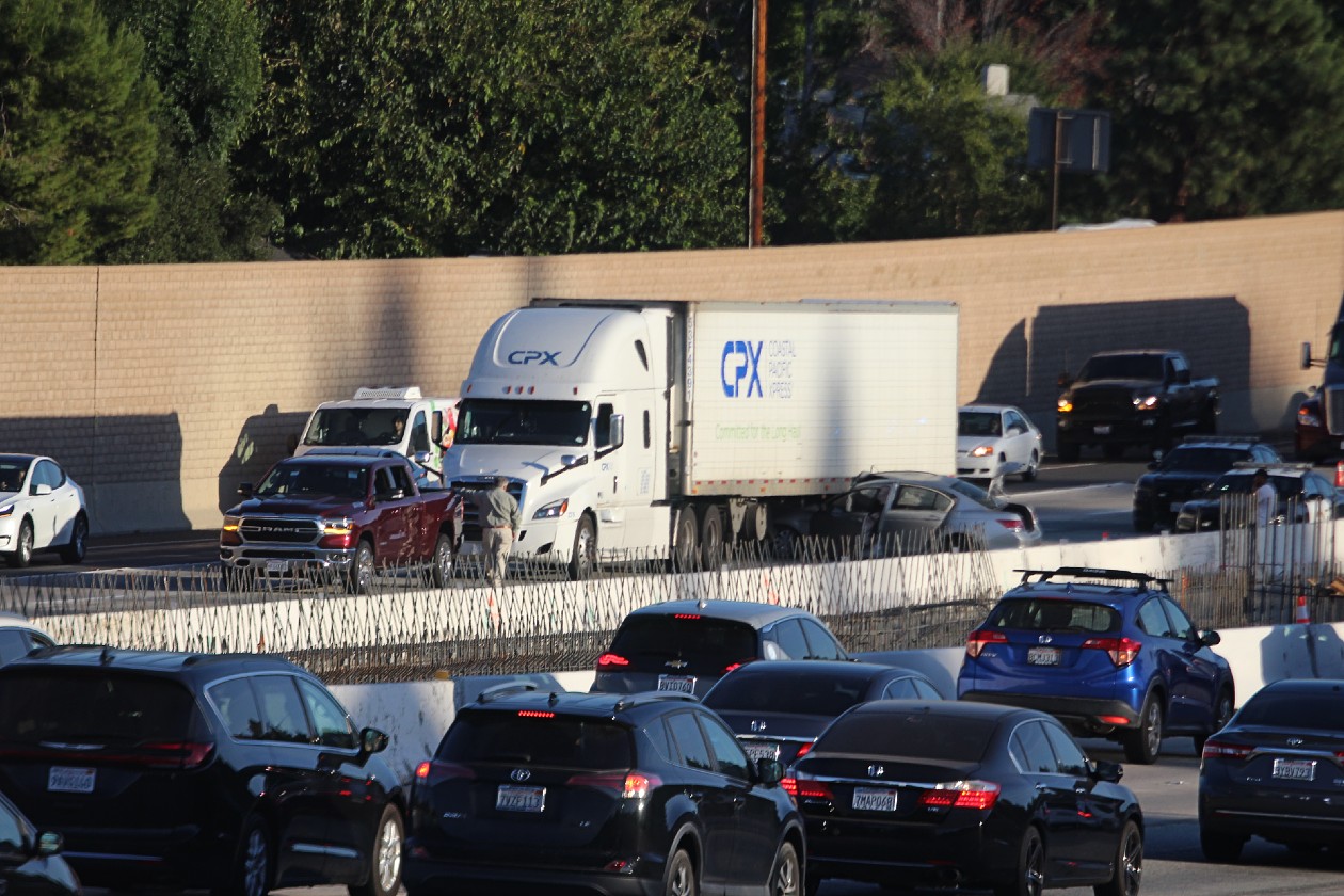 Two Hospitalized After Vehicle Crashes Into Big Rig On 5 Freeway